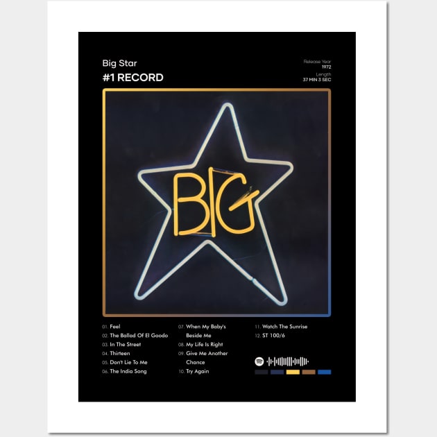 Big Star - #1 Record Tracklist Album Wall Art by 80sRetro